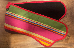 double oven mitts bright stripes