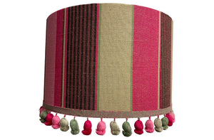 drum-pendant-lampshade-with-tassel-fringe-raspberry-pink-taupe-stripe.jpg