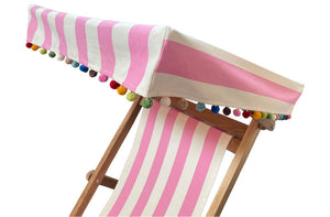 pink white stripe deck chair fabric on deckchair canopy