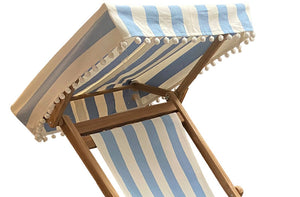 blue white stripe canopy deck chair