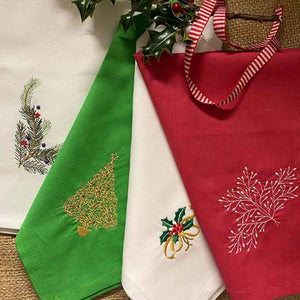 Christmas themed embroidered napkins