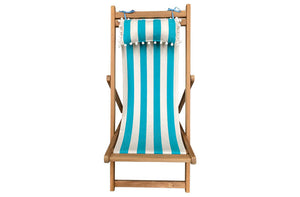 headrest on deckchair turquoise white stripes