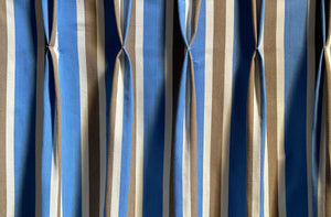 Blue Beige White Stripe Curtain Fabric