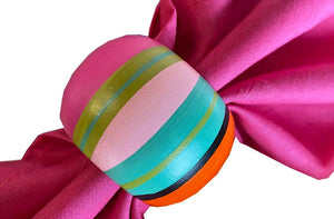 pink striped napkin rings