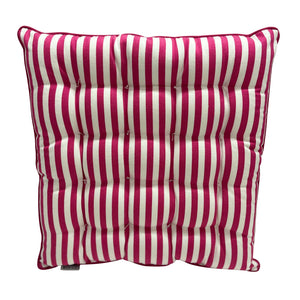 dark pink and white striped seatpad cushion back view
