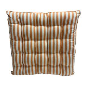 Striped cushion with peachy orange and cream narrow stripes