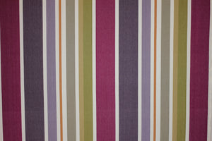 striped roller blind in purple, lilac and mauve striped fabric