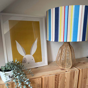 blue striped lampshade