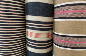 ticking fabrics black beige stripes