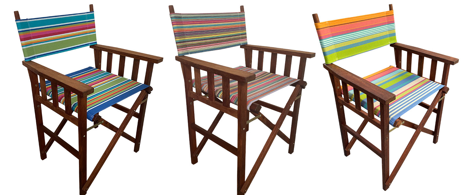 Wooden Folding Director Chair - Retro Orange Stripe  