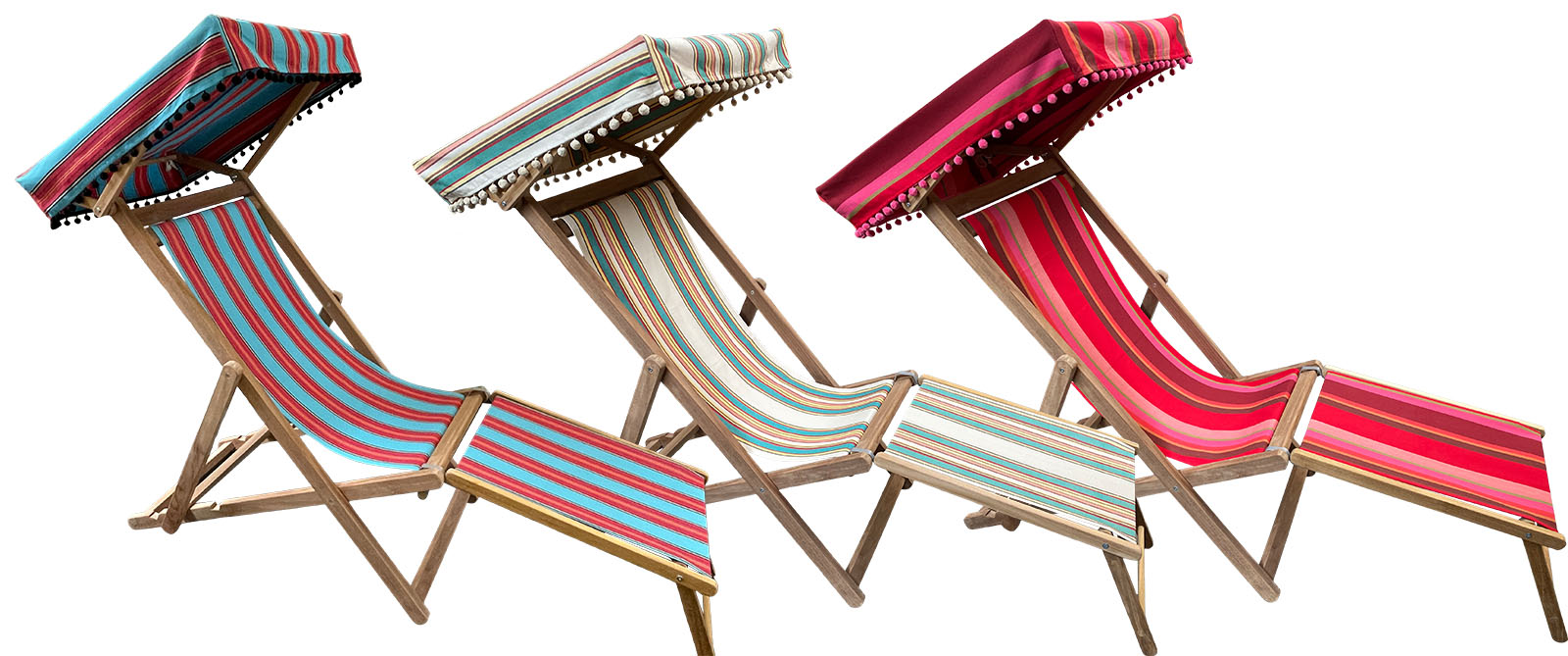 Edwardian Deckchairs with Canopy and Footstool