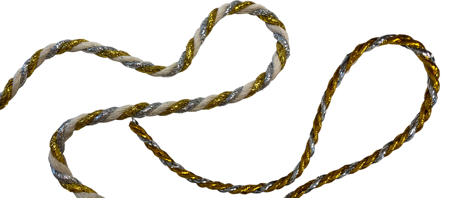 5 metres Silver And Gold Striped Cord | Silver and Gold Twisted Rope for Bunting
