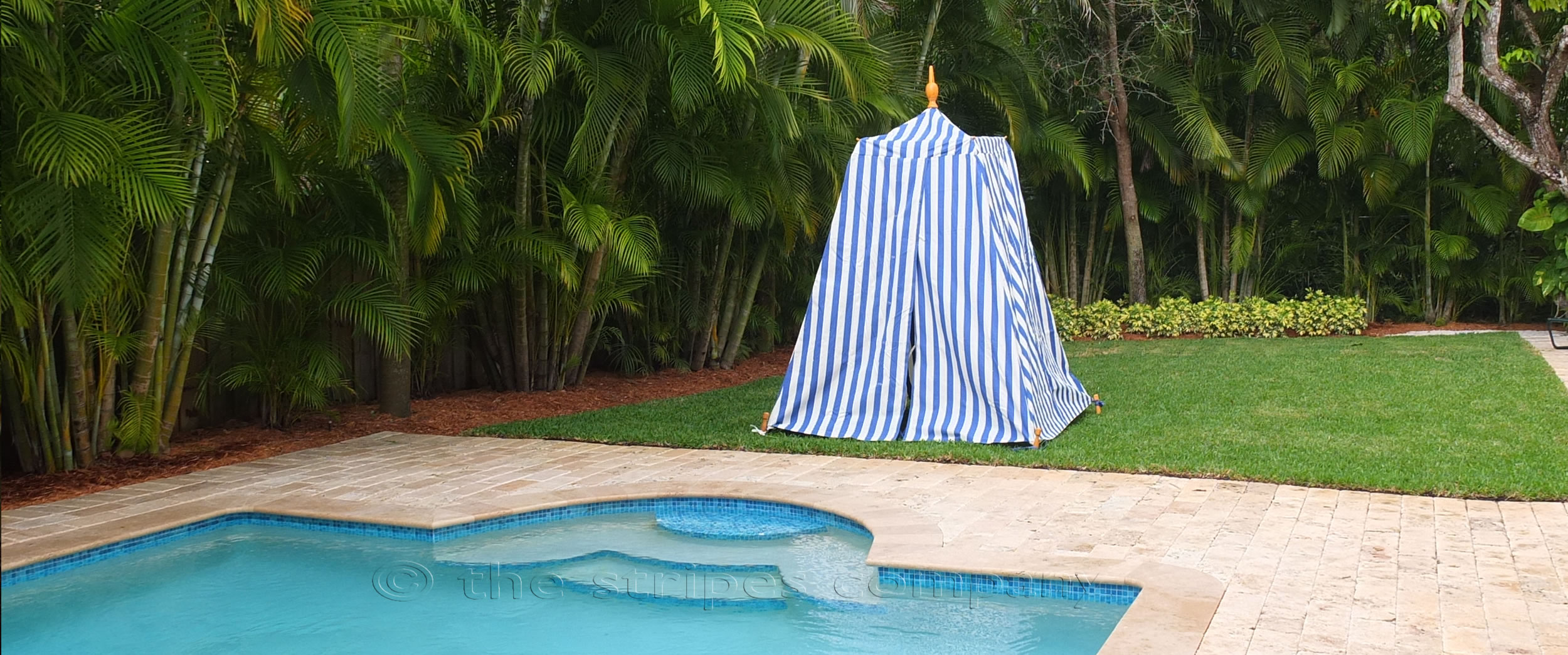 Blue Striped Beach Tents | Empire Bathing Tents Boxing Stripe
