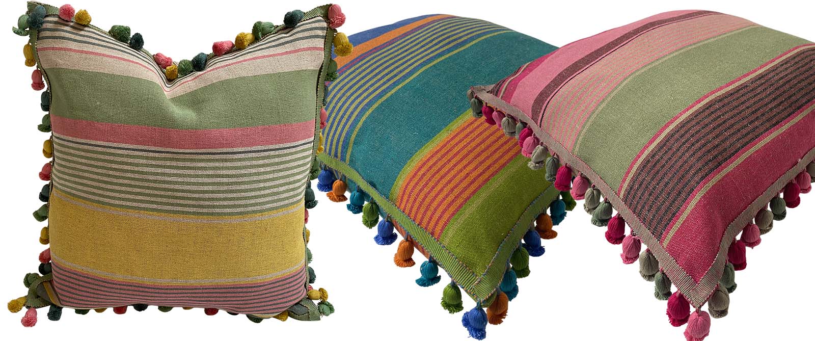 Striped Linen Tassel Cushions