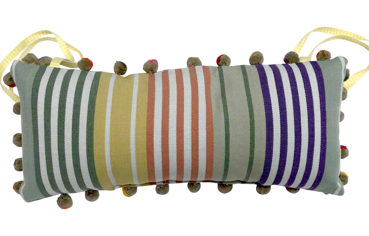Sage Green Stripe Tie on Headrest Cushions for Deck Chairs 