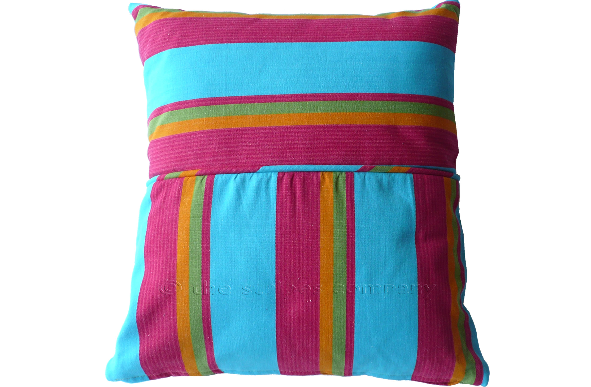Turquoise Striped Piped Cushions | Square Piped Cushions Fastnet Stripes