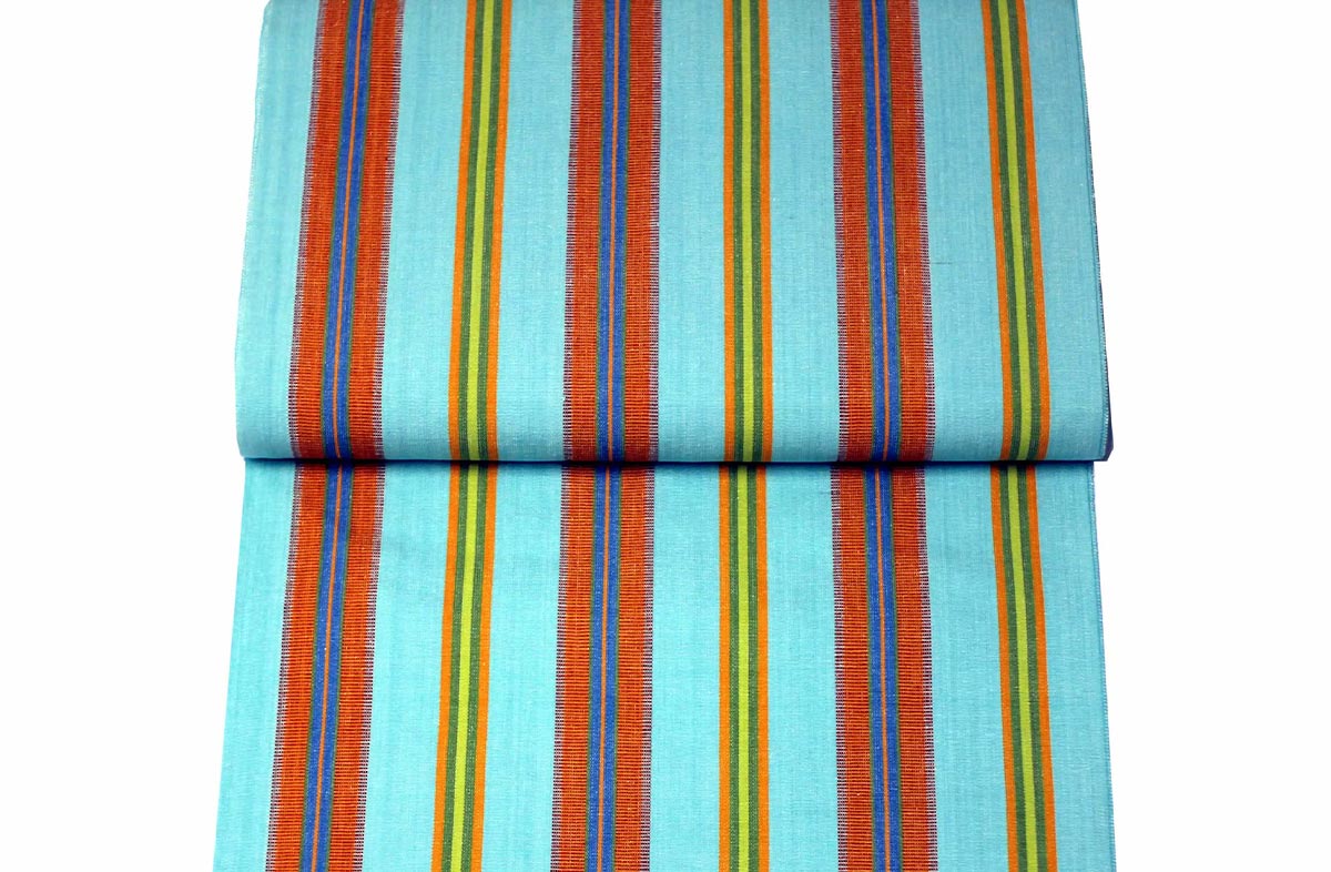 Turquoise Deckchair Canvas Fabric - Petanque Stripe