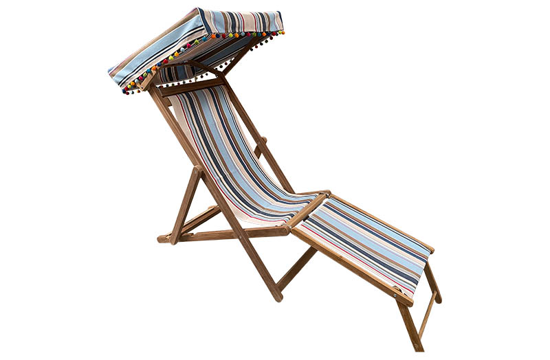  Edwardian Deckchair with Canopy and Footstool