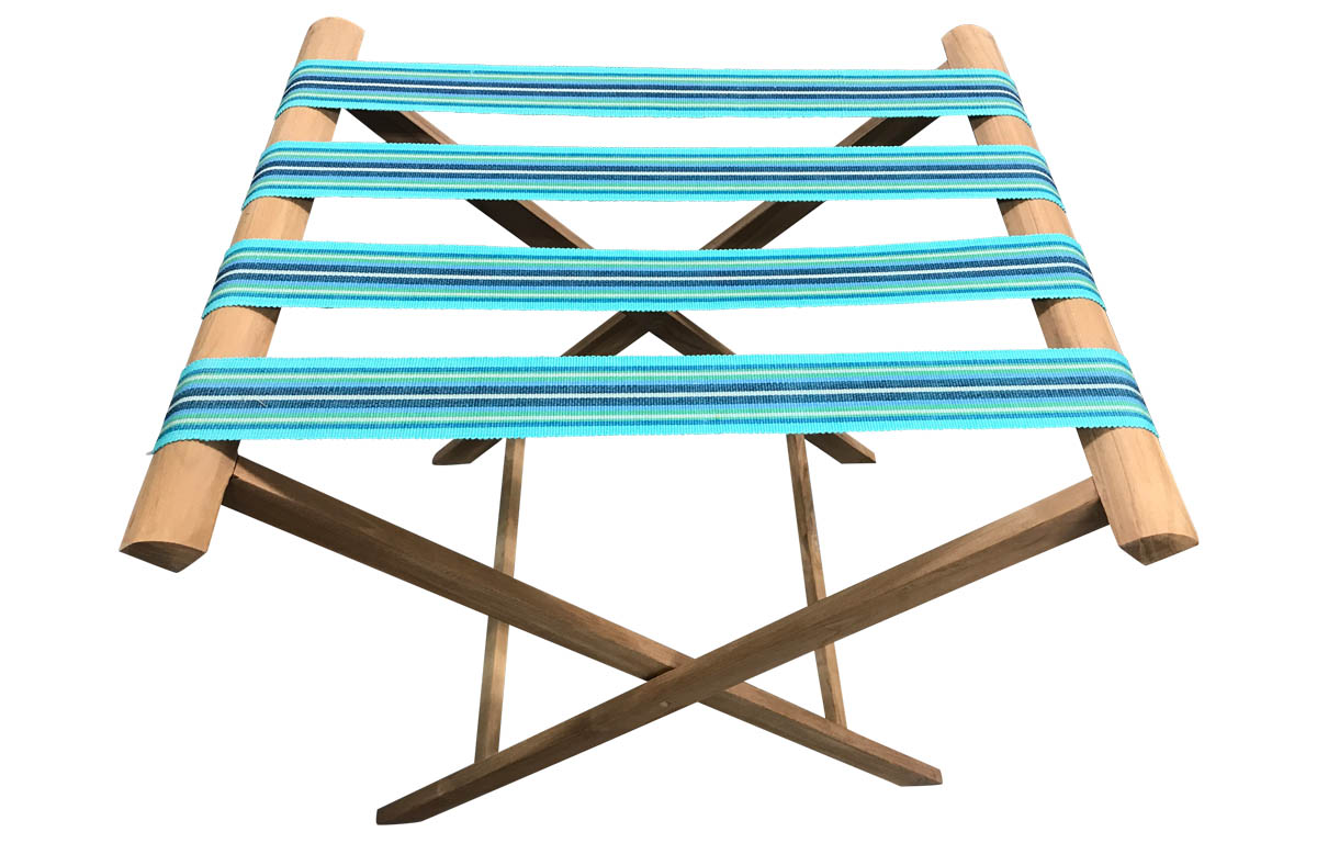 Turquoise Folding Luggage Racks with Striped Webbing Fencing Stripes