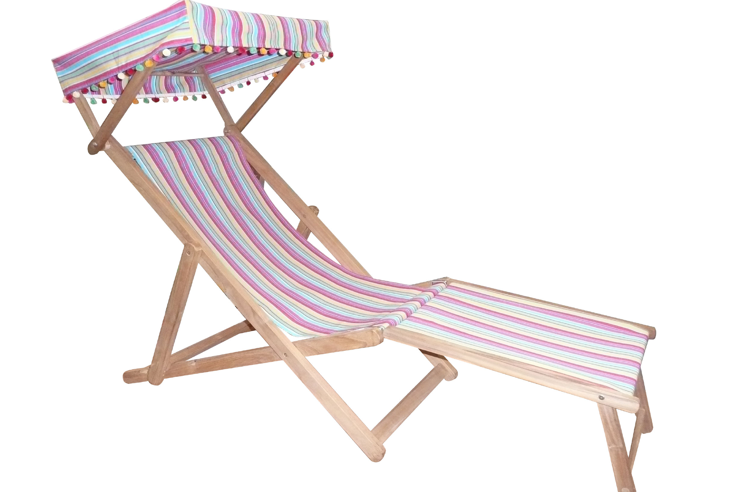 Karting Pink Edwardian Deckchairs with Canopy and Footstool