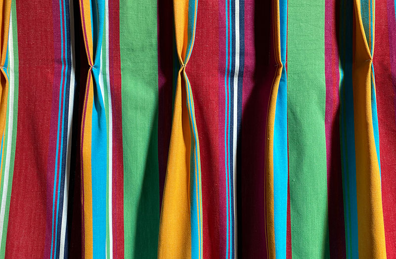 bright striped curtain material
