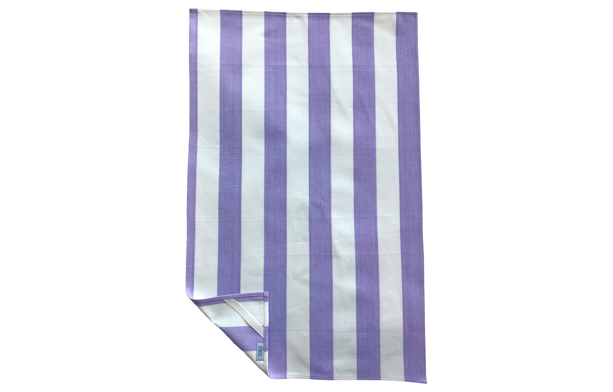 Lilac and Off White Stripe Tea Towel