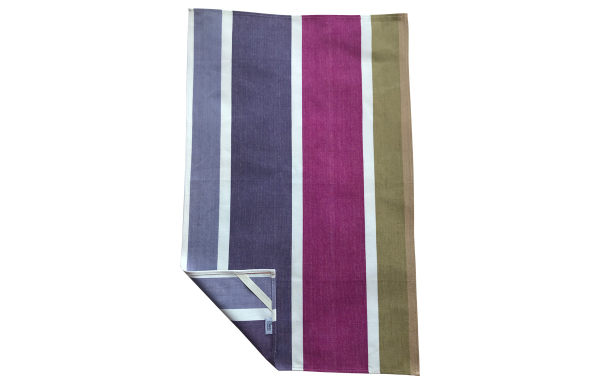 Mauve and Khaki Stripe Tea Towels