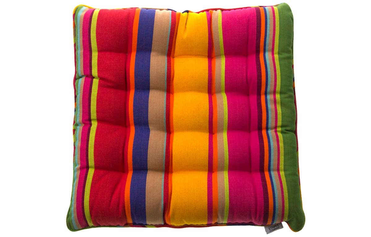 Very Bright Bold Striped Piped Seat Pads