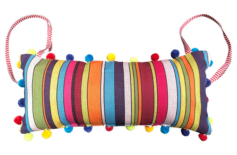 Rainbow Stripe Deckchair Headrest Cushions | Tie on Pompom Headrest Pillow