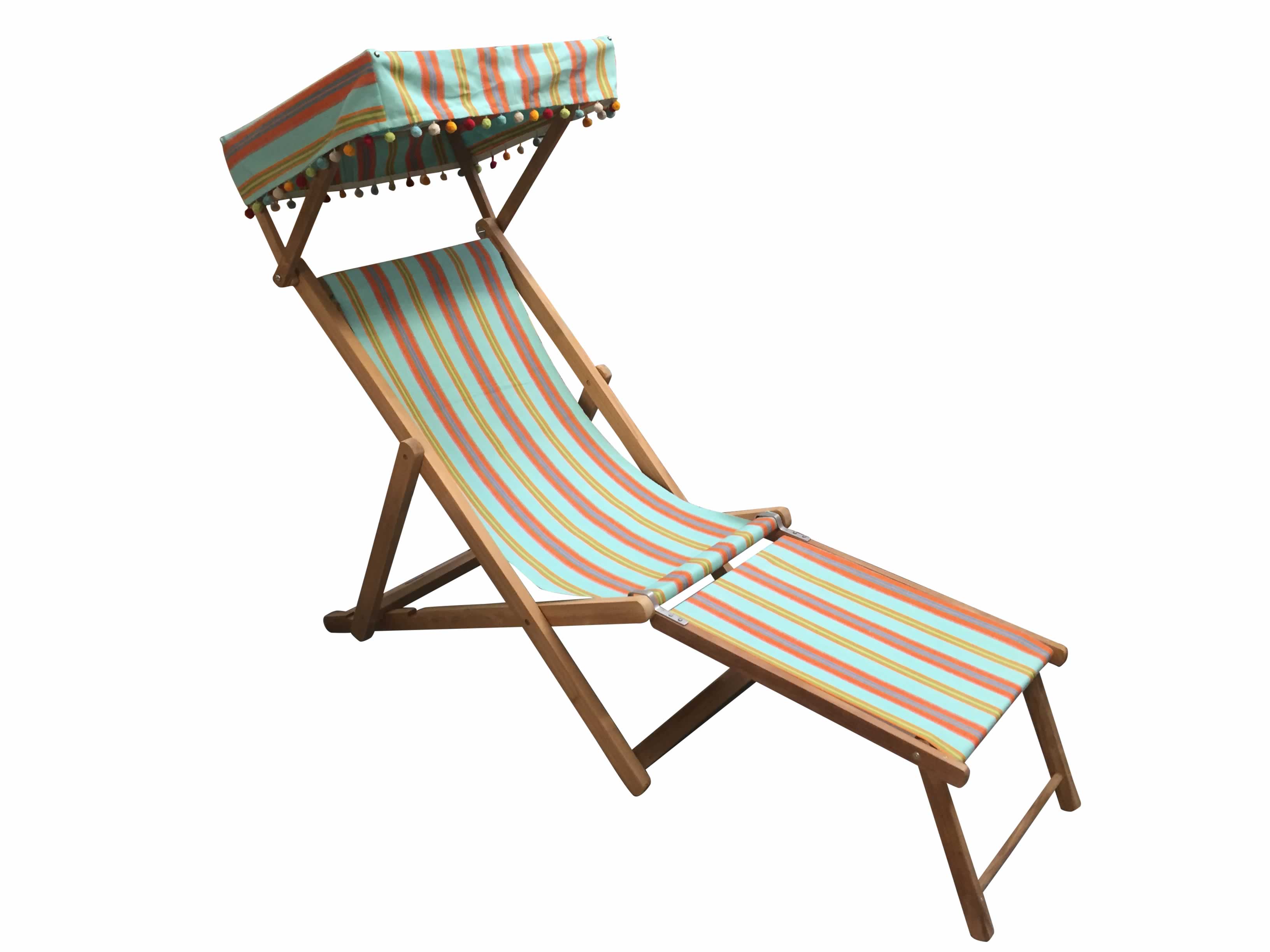 Petanque Turquoise Edwardian Deckchairs with Canopy and Footstool