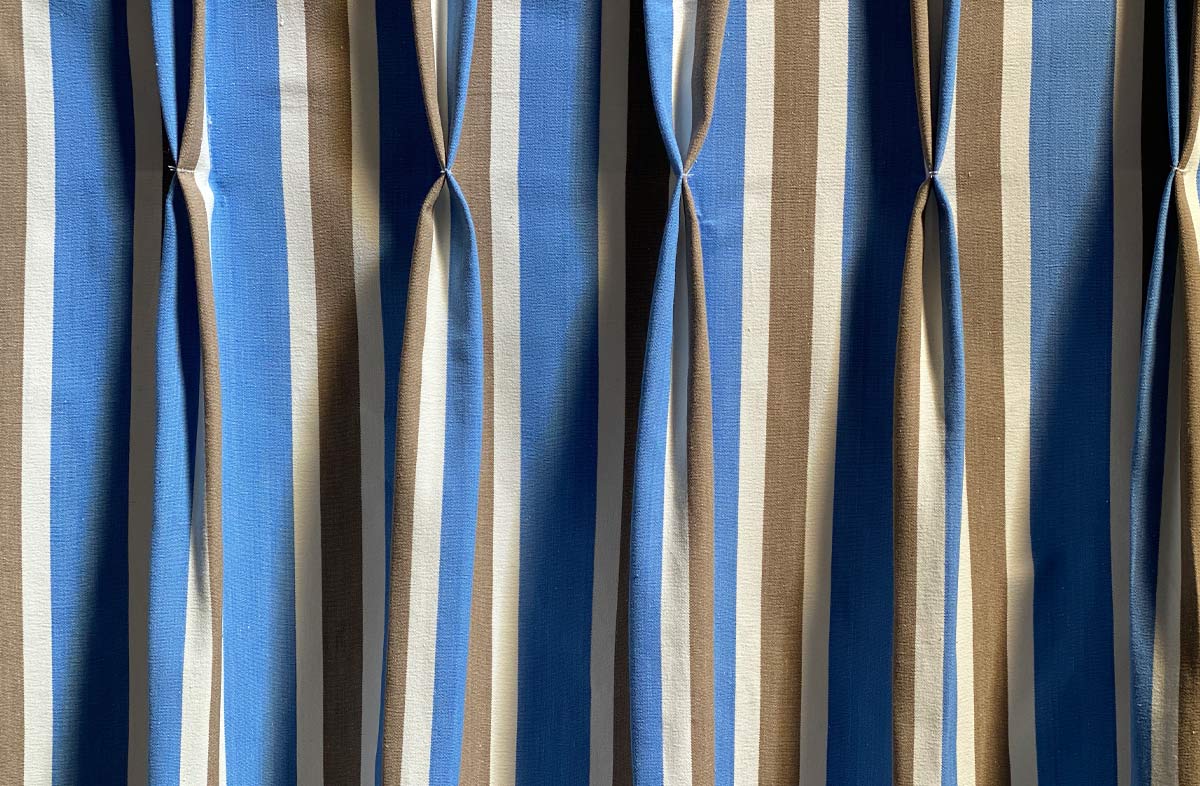 Blue Beige White Stripe Curtain Fabric 