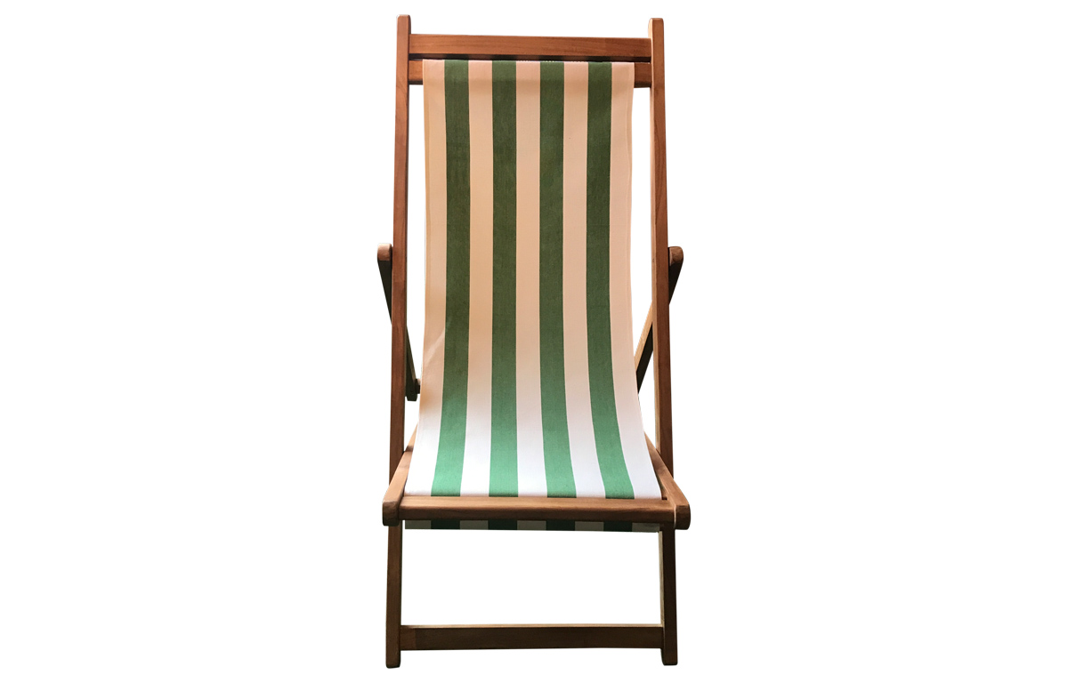 Green and White Stripe Premium Deck Chair