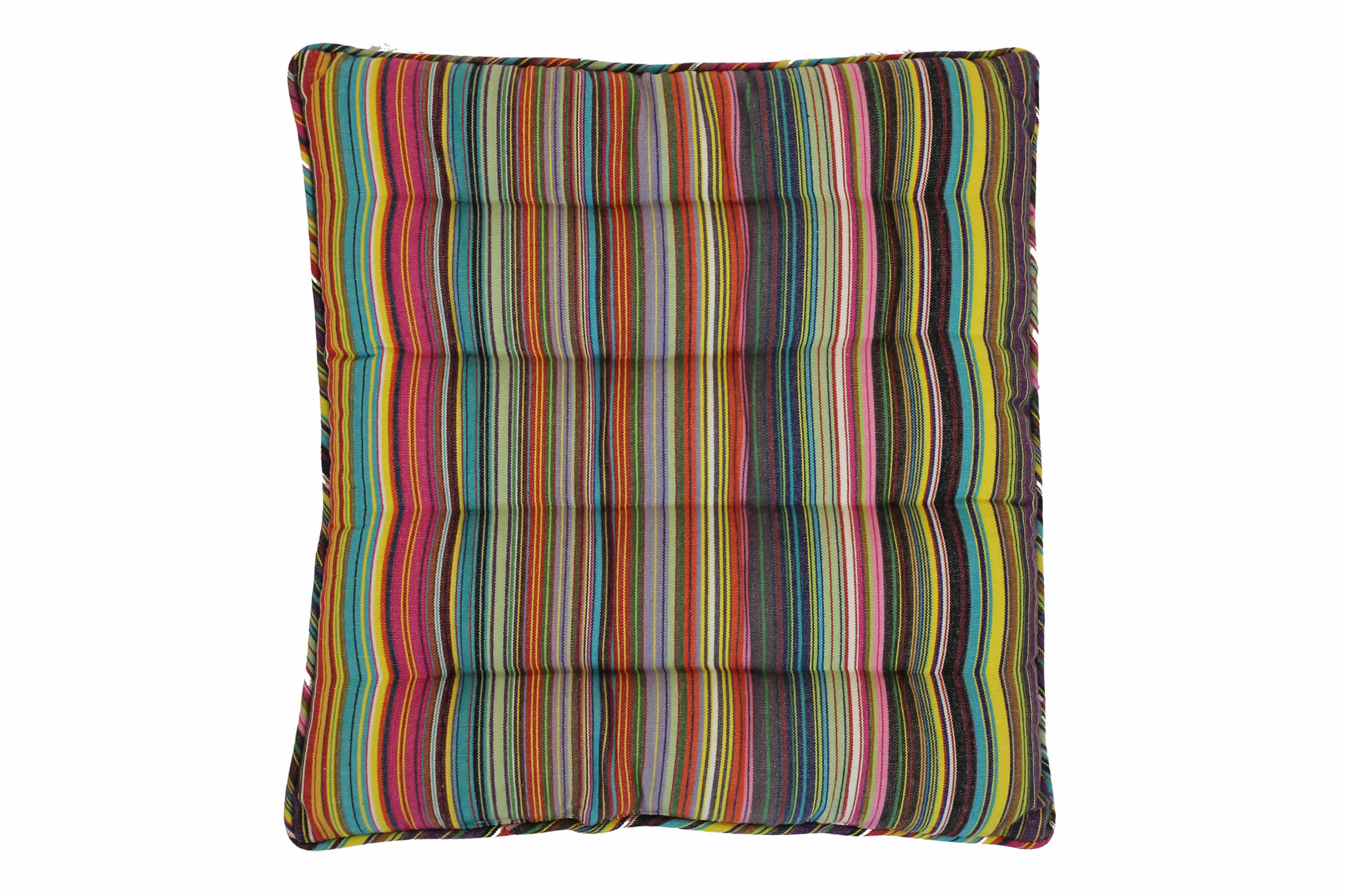 Striped Seat Pads in thin rainbow multi stripes