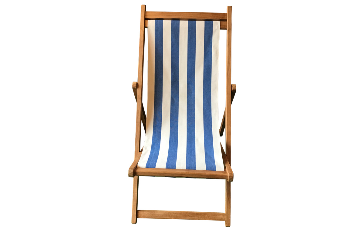 Blue and White Stripe Premium Deck Chair