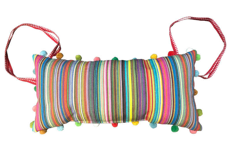 Multi Stripe Deckchair Headrest Cushions | Tie on Pompom Headrest Pillows