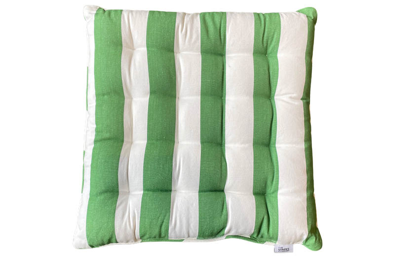 Green And White Striped Seat Pads