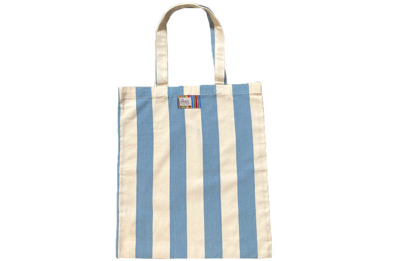 Sky Blue and White Stripe Tote Bags