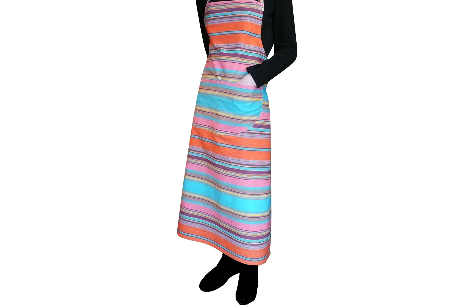 Turquoise Striped Aprons Turquoise  Salmon Pink  Tangerine  Stripes