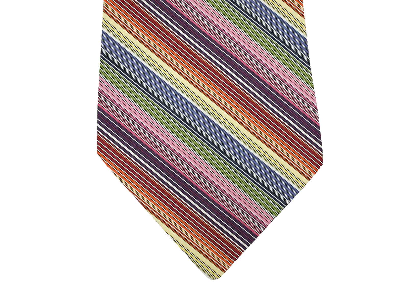 Striped Tie with narrow rainbowstripes, white  