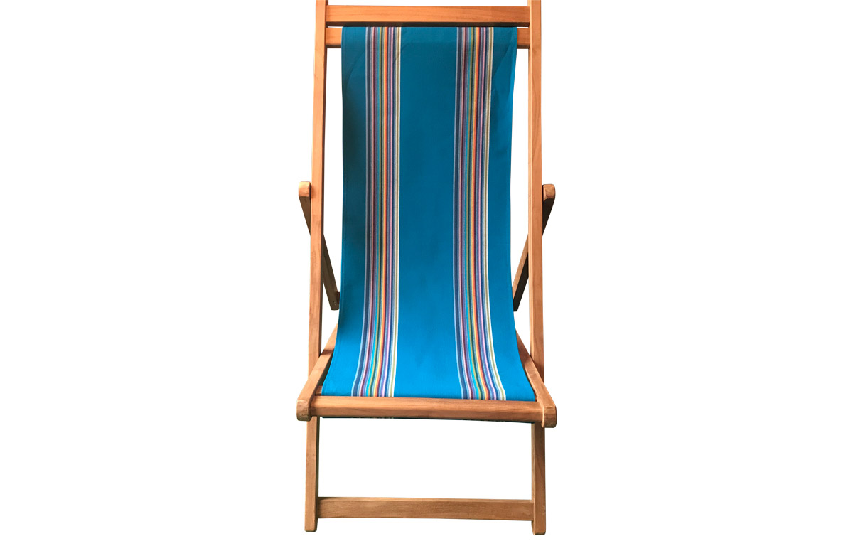 Teak Deck Chairs dark turquoise, rainbow stripes 