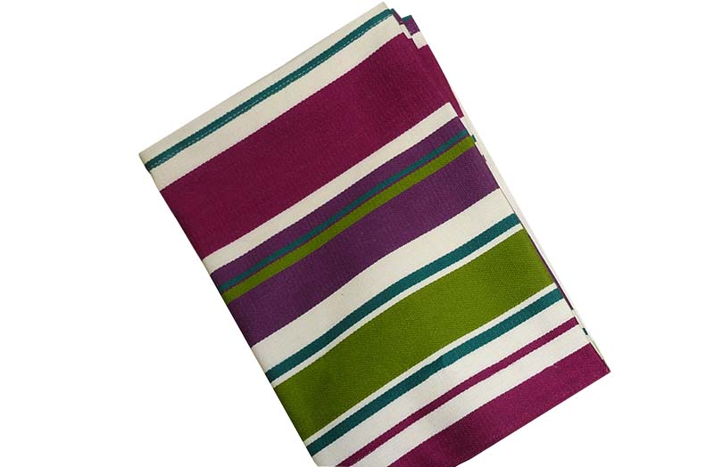 Green, Plum, White Stripe Tea Towels | Striped Kitchen Cloths