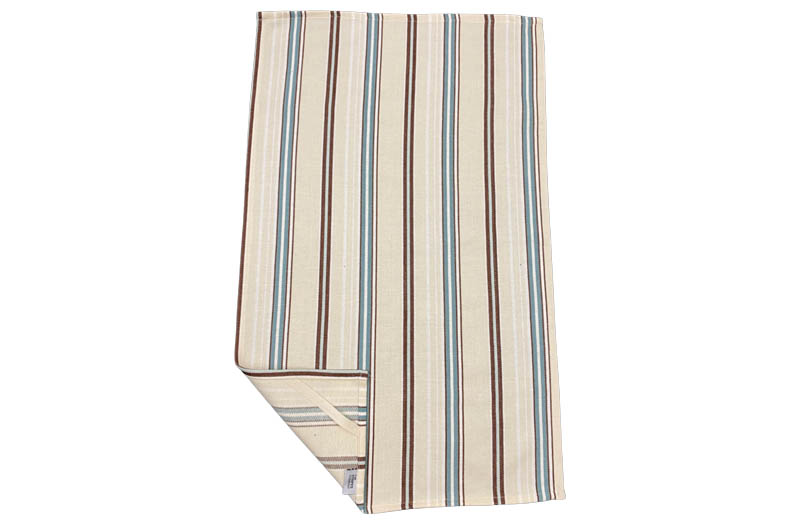 Buttermilk, Brown, Aqua Stripe Tea Towels | Striped Teatowels