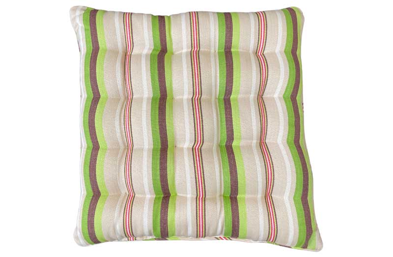 Green, Pale Green, Beige and Pink Ticking Stripe Seat Pads
