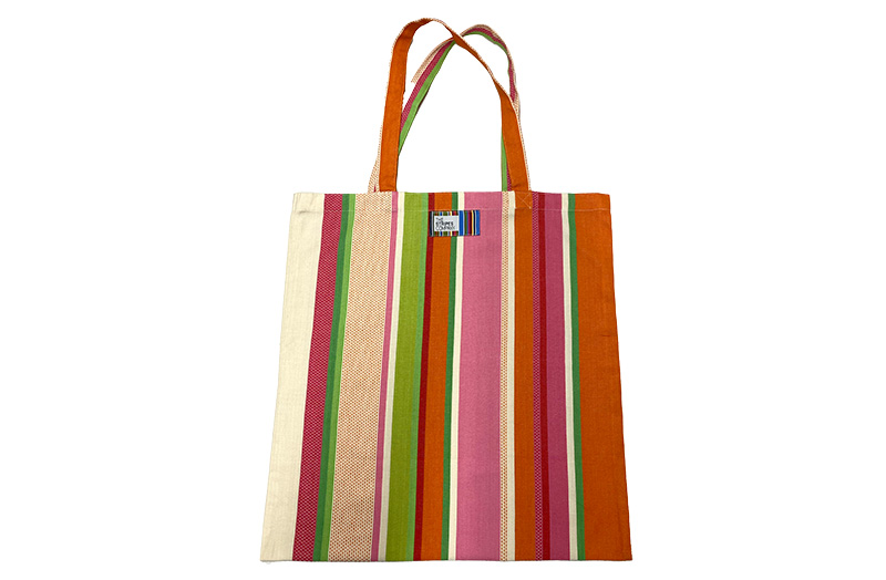 Pretty Cream, Pink, Orange, Green Stripe Tote Bags