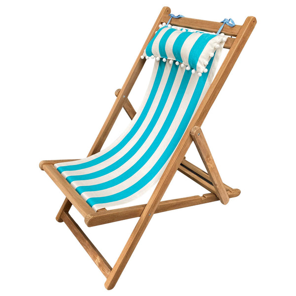 headrest for deckchair white turquoise stripe