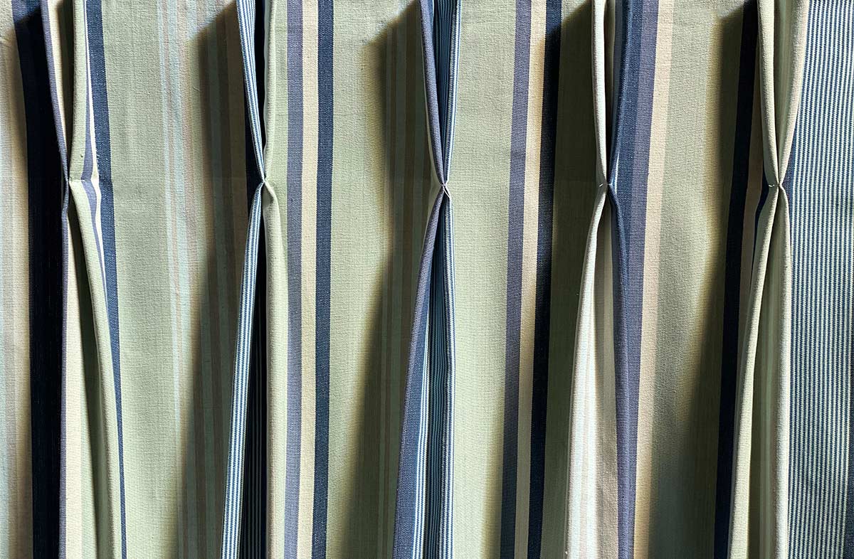mint green denim stripe curtain fabric