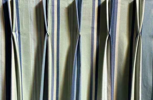 mint green denim stripe curtain fabric