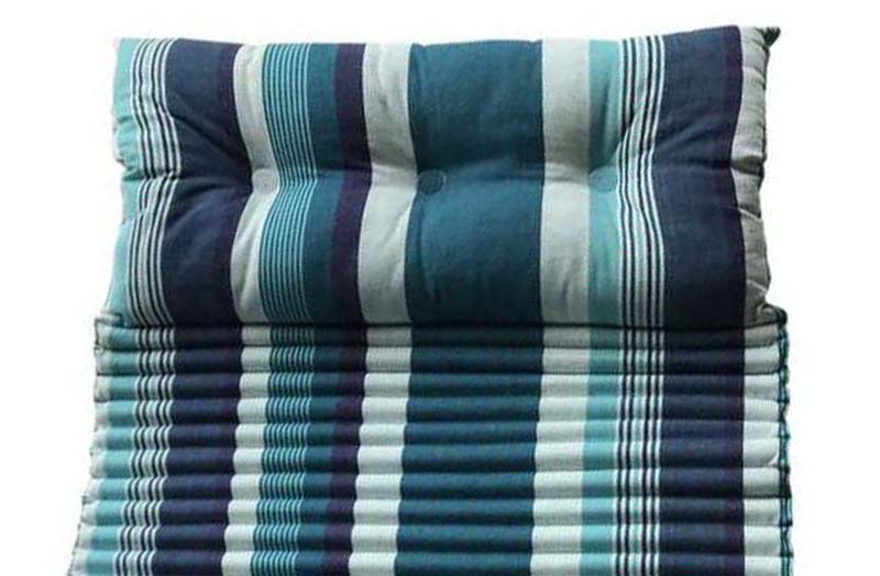 blue beach mat with pillow