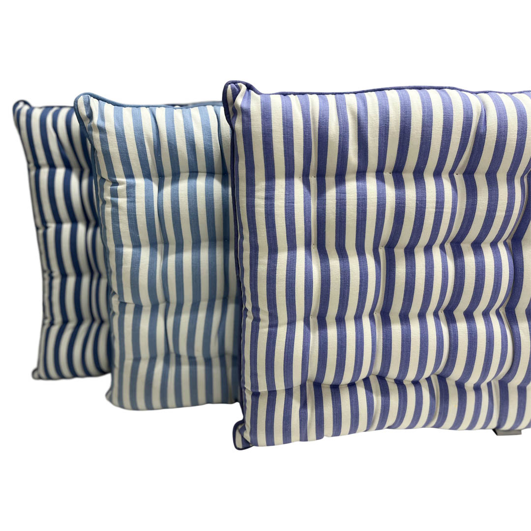 blue and white striped kitchen chair cushions