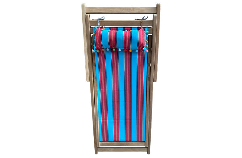 deckchair headrest cushion turquoise red stripes